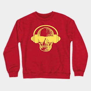 Skull And Phones, Yellow Crewneck Sweatshirt